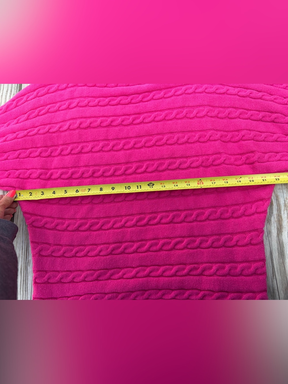 Vine And Love Hot Pink Chunky Cable Knit Long Sleeve Feminine Sweater Size Small - Picture 10 of 10